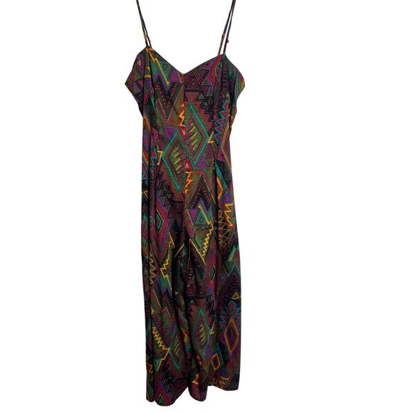 Vtg Nicole Elizabeth Sleeveless Jumper Diamond Pattern Multi Sz SM - Picture 1 of 7